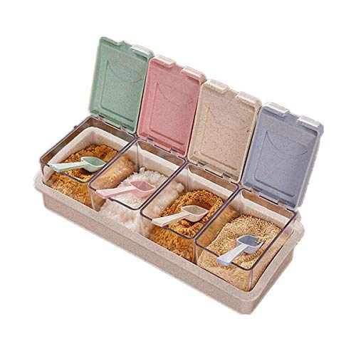 양념통 Seasoning Box 4 Piece Clear Spice Box Storage Container for Salt Sugar ketchup
