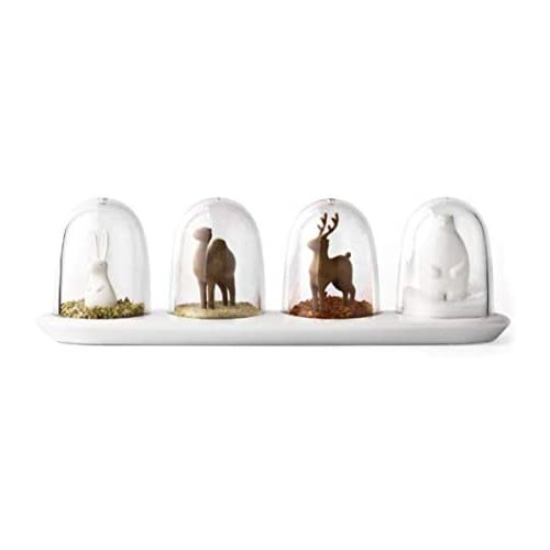 Kitchen Seasoning Jar with Tray, Seasoning Shaker, Four Seasons Design, 4 in 1