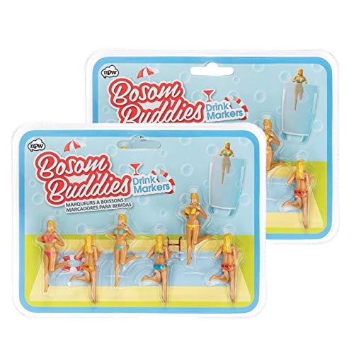 NPW Bosom Buddies Drinking Gals Drink and Wine Glass Markers 2 Pack