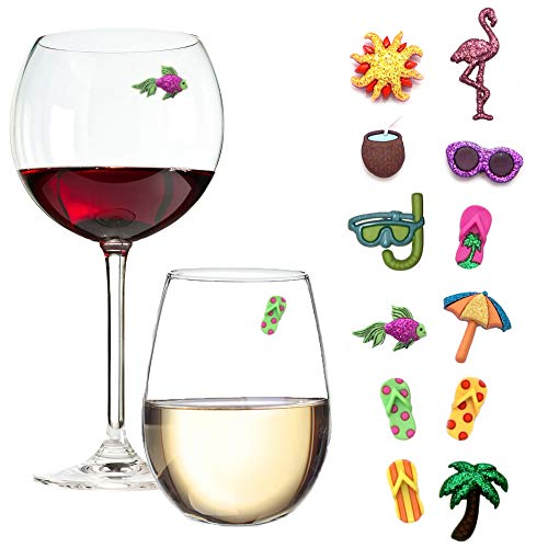 와인잔 마그네틱 참장식 12개입 Beach Nautical Wine Glass Charms or Magnetic Markers for Making Your Drink