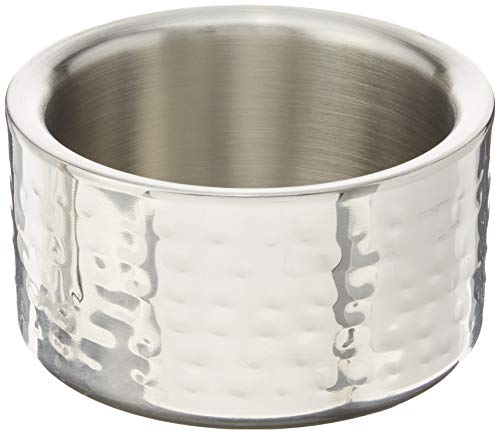 Winco Double Wall Wine Coaster, Satin Finish, Hammered, 5 Diameter, Silver