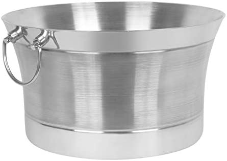 BirdRock Home Double Wall Round Beverage Tub - Stainless Steel - Ice Bucket - Metal Drink Cooler - House Party - Handles Small Container - Small