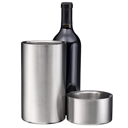 Tiger Chef Wine Bottle Chiller Cooler Set: Double Wall Stainless Steel Wine Cooler and Coaster Keep Wine at Perfect Temperature