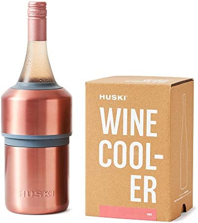 Huski Wine Chiller | Award Winning Iceless Design | Keeps Wine Cold up to 6 Hours | Wine Accessory | Next Generation Ice Bucket | Fits Some Champagne Bottles | Perfect Gift for Wine Lovers (Rosé)