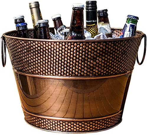 BREKX Old Tavern Copper-Finish Beverage Bucket / Drink Bucket for Parties, Wedding Gifts, 15 Quarts