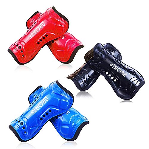 LEMIKAI Soccer Shin Guards for Kids, 3 Pairs Perforated Breathable and Lightweight Soccer Equipment for 4-12 Years Old Boys, Girls, Youth Child, Teenagers
