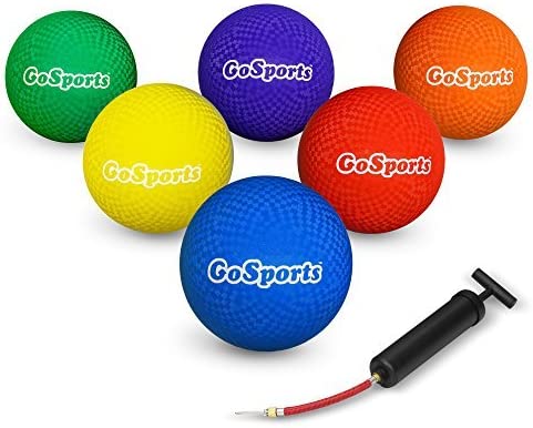 GoSports Playground Balls 어린이 Heavy Duty 세트 6 Carry 가방 Ball Pump Choose 8.5&rdquo 10&rdquo Sizes