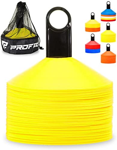 Pro Disc Cones 세트 50 - Agility Soccer Carry 가방 Holder Training Football 어린이 스포츠 Field Cone Markers Includes Top 15 Drills eBook