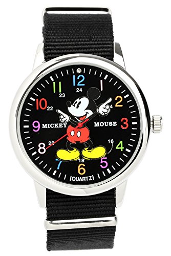 디즈니 Disney 손목시계 미키마우스 MickeyMouse 블랙 컬러풀 워치 NATO 나일론 벨트 남성 여성 키즈