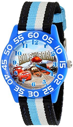 디즈니 Disney Kids' W001953 Blue Cars Character Watch with Tricolored Band [병행수입품]