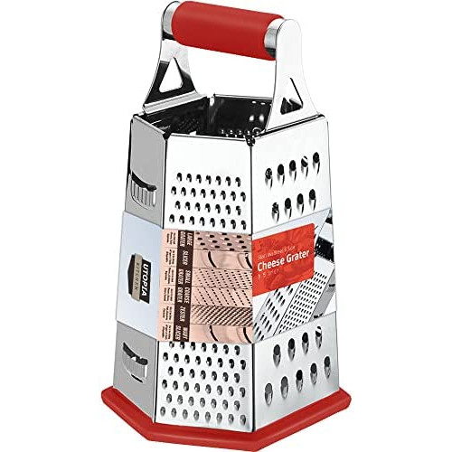 박스형 치즈 슬라이서 Utopia Kitchen Cheese Grater 스테인레스 스틸 6-Sides - Easy Use Non-Slip Base