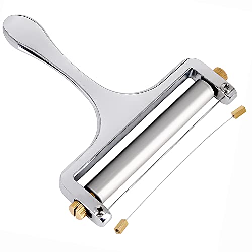 Adjustable Thickness Cheese Slicer Stainless Steel Wire Cheese Cutter, Cheese Slicers with Wire Perfectly for Kitchen Cooking -1 Replacement Cutting Wire Included