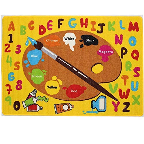 Mybecca 어린이 Rug ABC Little 아티스트 Area Educational Alphabet Letter & Numbers 5 X 7 어링이 - Non Skid Gel Backing 59" x 82"