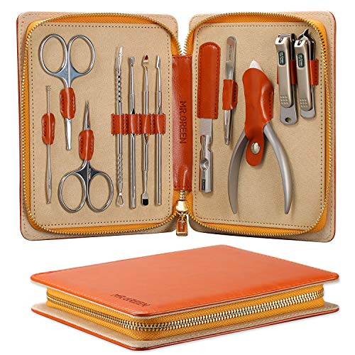 MR.GREEN Manicure Set, Pedicure Sets, Nail Clipper, Stainless Steel Professional Nail Cutter with Leather Case