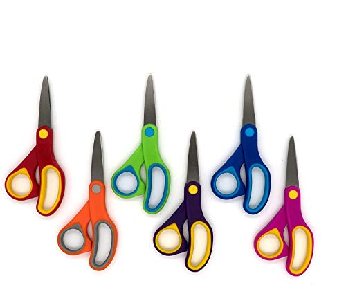 Emraw 5 소프트 Grip Pointed Tip 스테인레스 스틸 Scissors Comfort Handles Small Sharp Blades Cutting Paper Fabric Kitchen Shear팩 6