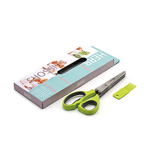 5 Blades Herb Scissors Multipurpose Kitchenware - 스테인레스 스틸 Cutting Shear Anti-Slip Handle Cleaning Tool 그린 세트 1