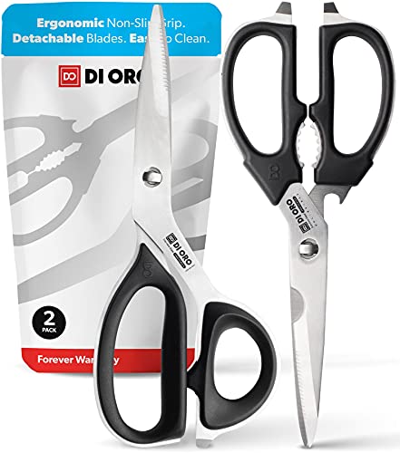 All-New Di Oro 2-Piece 스테인레스 스틸 Kitchen Scissor 세트 - Heavy-Duty Come-Apart Shears Poultry Meat Herb Cutting More Multi-Purpose Off Scissors Dishwasher Safe
