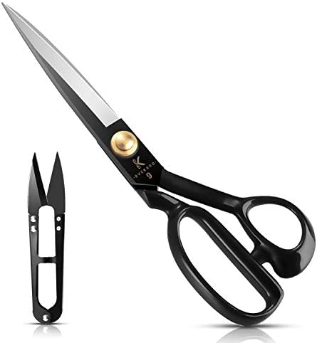 Sewing Scissors 10 Inch - Fabric Dressmaking Upholstery Office Shears Tailors Dressmakers Best Cutting 가죽 Paper Raw Materials Heavy Duty High Carbon Steel Right-Handed