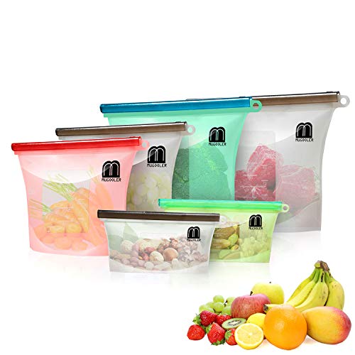집들이선물 실리콘 밀폐용기 6개 세트 MUGOOLER Reusable Silicone Food Storage Bags (6-Pack)