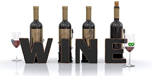 와인 보틀 홀더 Wine Letter Metal Wine Bottle Holder - All 4 Letters Wine - Decorative Wine Bottle Holders - Gifts for Wine Lovers - by HouseVines