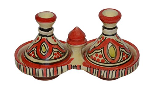 모로칸 핸드메이드 타진 양념통 Moroccan Handmade Tagine Double Spice Holder seasoning Container