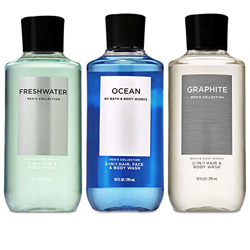 Bath Body Works 3팩 2-in-1 헤어 + Wash Freshwater 그라파이트 Ocean. 10 Oz.