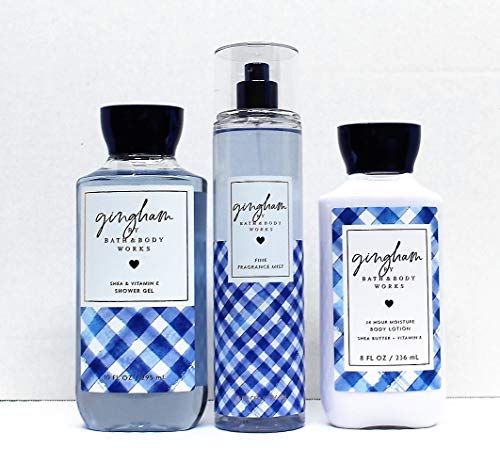 Bath Body Works - Gingham Daily Trio 선물세트 Full Size Shower Gel Fine Fragrance Mist Super Smooth Lotion 8 fl oz 2019