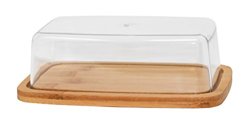 대나무 버터 보관함 Bamboo Butter Serving Dish, Cutting Board Serving Tray with Clear Acrylic Cover - by Home-X