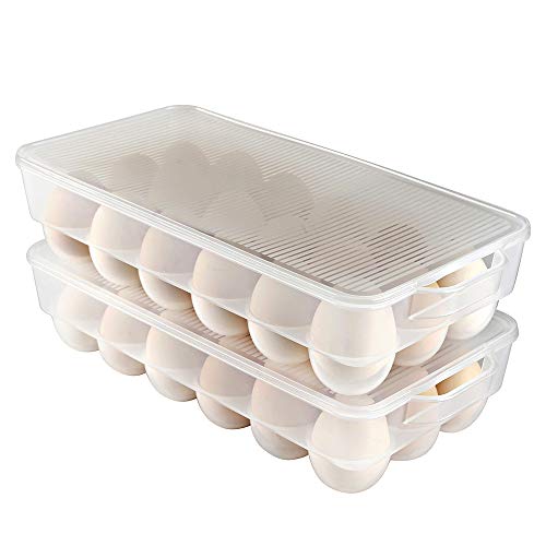 걔란 냉장고 보관함 2개 세트 Eslite Covered Egg Holder,Egg Storage for Refrigerator,Fits 18 Eggs,Pack of 2