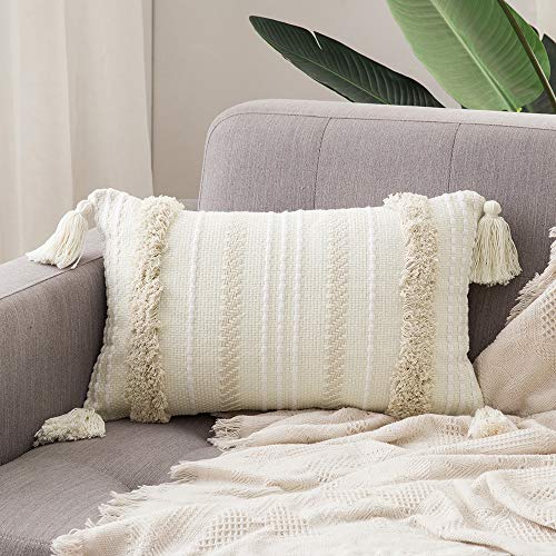 집들이선물 홈데코 태슬 쿠션커버 단품 사이즈 택1 MIULEE Decorative Throw Pillow 커버 Tribal Boho Woven Tufted Pillowcase Tassels
