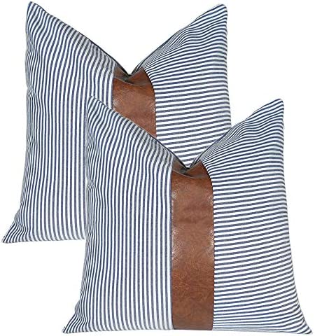 홈데코 쿠션커버 2세트 색상 택1 Kiuree 인조가죽 Throw Pillow 커버 세트 2 18x18 inch