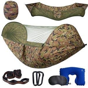 Hammocks with Mosquito Net,Hammock with Netting,Hammock Tent for Outside,Hammock with Bug Net for Single & Double Camping,Survival, Travel & More,600lbsu2026