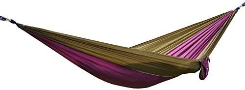OuterEQ Portable Lightweight Nylon Fabric 400lb Double Hammock Travel Camping Hammock (Grey/Orange, Approx 295 x 198cm)