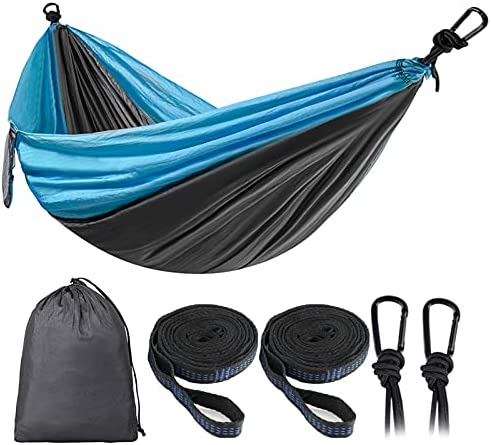 Double & Single Camping Hammock Lightweight Portable Parachute Nylon Hammock Set for Indoor and Outdoor