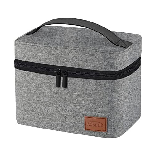 도시락가방 런치백 Aosbos Lunch Box Bag for Men Women Insulated Cooler Bags Thermal Bags LunchBag for Food Containers Meal Prep Organizer Adult Lunch Bags for Bento Box Work Office Picnic 7.5L Black