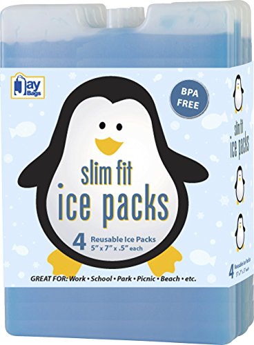 도시락가방용 슬림핏 아이스팩 4개 세트 reusable Ice Pack for Lunch Box - cooler Freezer Packs large Slim fit & Long-Lasting for your Lunch bag or Cooler-(Set of 4)