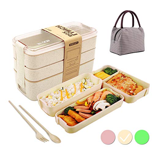 도시락가방 런치백 세트 색상 택1 Bento Box Japanese Lunch Box with Dividers 900 ml - Leakproof Eco lunchbox for Kids and Adults with Lunch Bag- BPA FREE