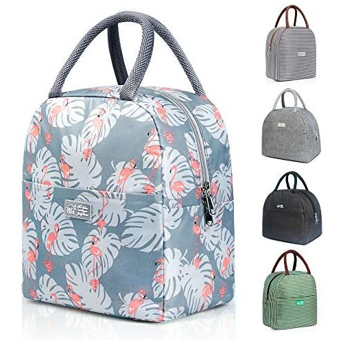 Grey Reusable Lunch Bags for Women Insulated Lunch Box Kids Lunch Bag Women Leakproof Cooler Bag Lunch Container Meal Prep Womens Lunchbox for Men Lunch Tote Bag Lunchboxes Thermal Lunch Box Girls