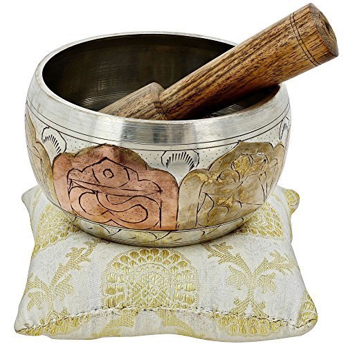 Tibetan Buddhist Small Singing Bowl with Cushion from India for Meditation Sound Healing Prayer Percussion Musical Instrument 4 Inch