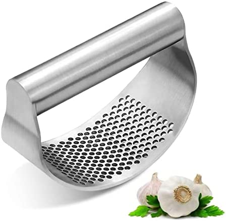 집들이선물 생강 마늘다지기 Garlic Press Rocker - Garlic Crusher Squeezer Slicer Mincer Chopper Kitchen Gadget With Handle Innovative Design Stainless Steel - Best Gift Idea