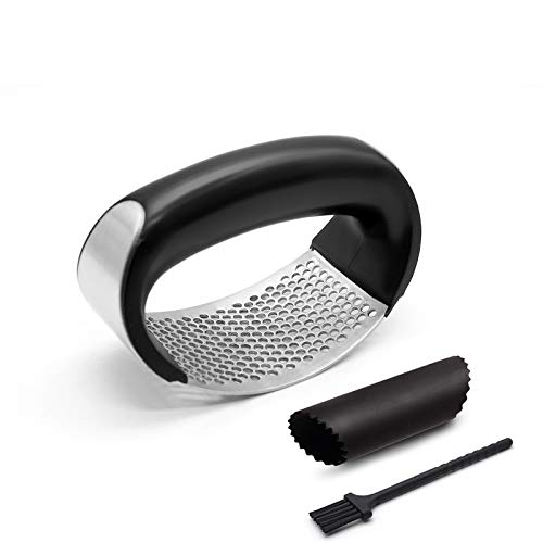 집들이선물 생강 마늘다지기 Stainless Steel Garlic Press/Garlic Press Rocker/Garlic Mincer with Peeler Set/Rocking Garlic Press