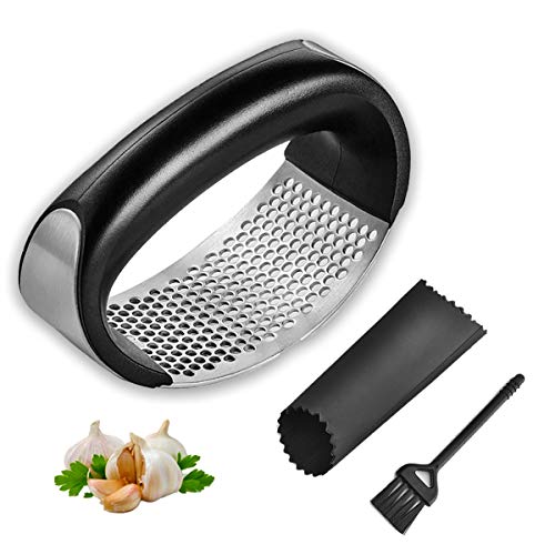 Garlic Press Rocker,304 스테인레스 스틸 Mincer 프로페셔널 Grade Crusher Silicone Tube Peeler Cleaning Brush Tool