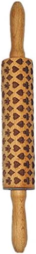 Da Jia Premium Quality Laser Engraved Wooden Embossing Rolling Pin with Pattern for Embossed Cookies (Dinosaur)