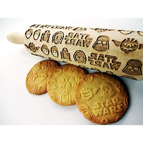 STAR ROLLING PIN WOODEN EMBOSSING ROLLING PIN for homemade cookies