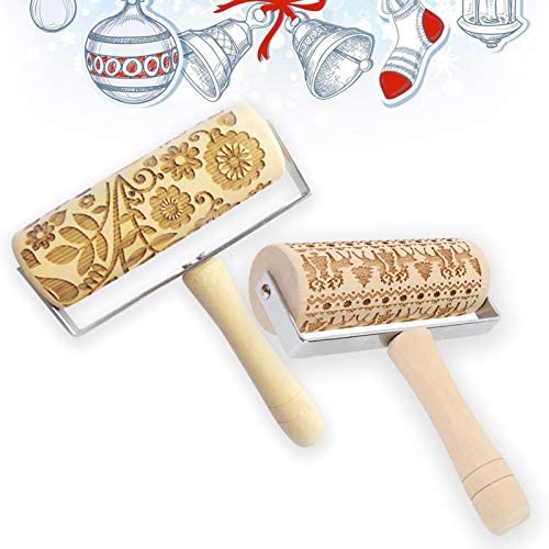 집들이선물 베이킹 롤링 핀 쿠키스탬프 무늬 택1 Embossed Rolling Pin, Diy Tool for Homemade or Christmas Cookies, Baking Laser Engraved Rolling Pin