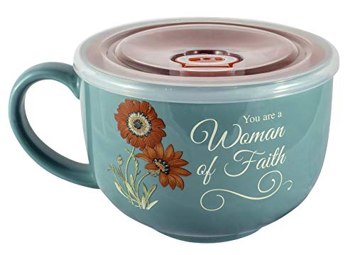 스프볼 스프머그 18oz Abbey Gift Woman of Faith Soup Mug W/Plastic Cover, Multi