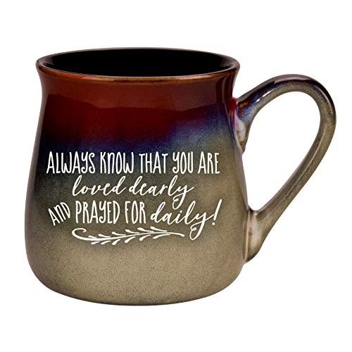 스프볼 스프머그 16oz Loved Coffee Tea Soup Ceramic Mug Always know that you are loved & prayed for daily 16 ounce Designer Mug with Inspiring Sentiment Elegant Pottery Look