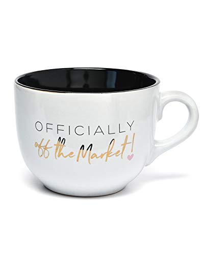 스프볼 스프머그 16oz Gartner Studios Off the Market Coffee and Soup Mug, White and Black with Gold, 16 oz