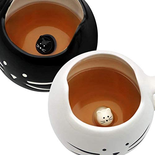 Teagas Cat Coffee 머그잔 Crazy Lady - 매트 & White Ceramic Cute Spoons 세트 Tea 12oz