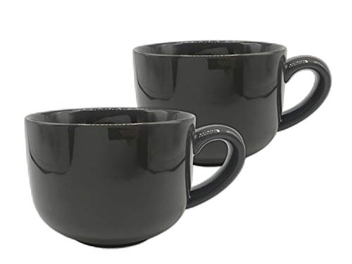 스프볼 스프머그 다크 그레이 24oz ×  2개 세트 24 ounce Extra Large Latte Coffee Mug Cup or Soup Bowl with Handle - Dark Gray (Set of 2)